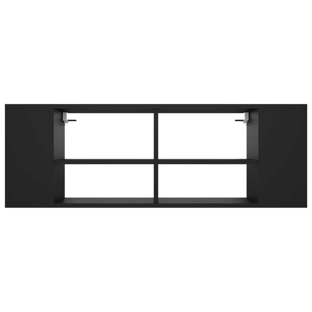 vidaXL sienas TV plaukts, melns, 102x35x35 cm, skaidu plāksne