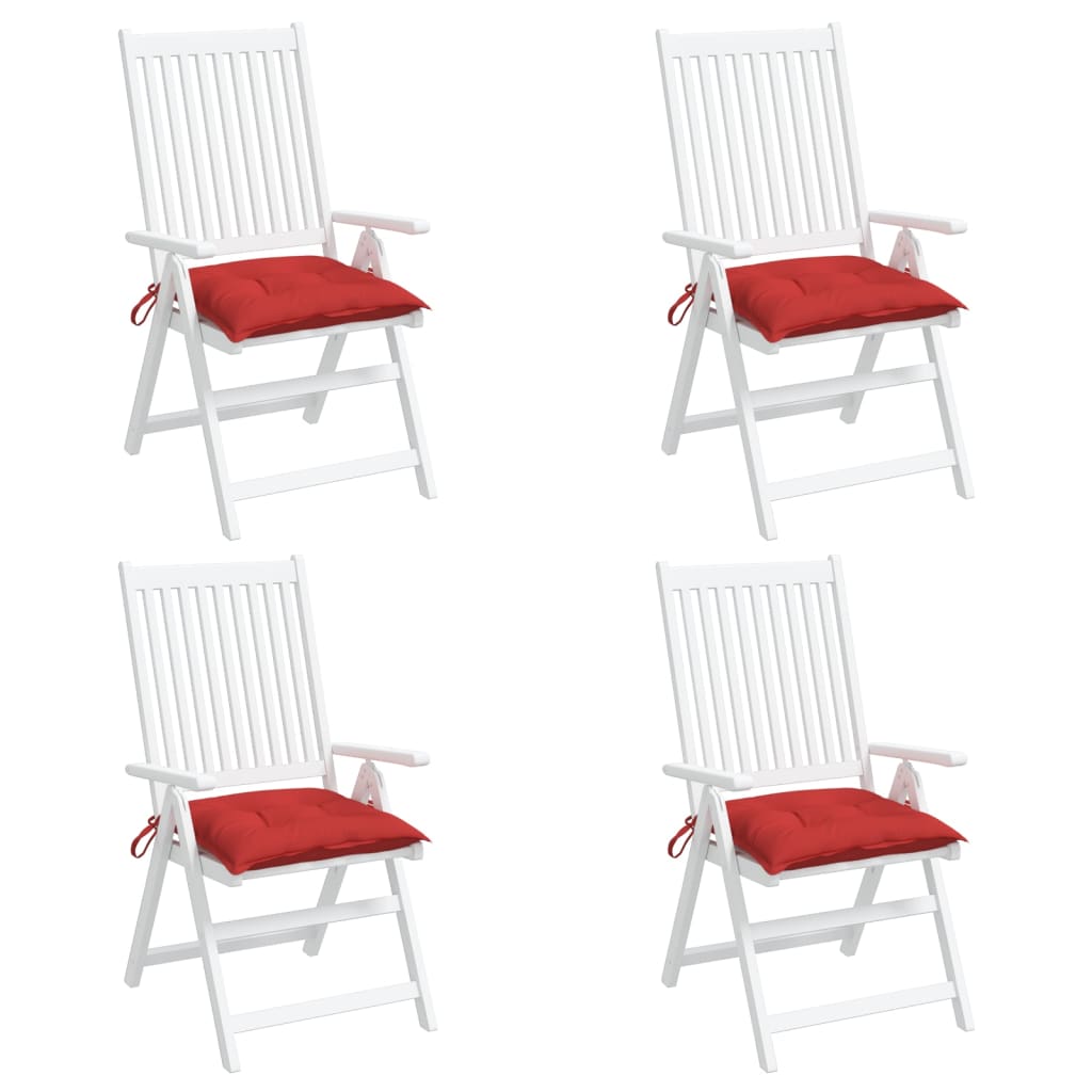 vidaXL dārza krēslu spilveni, 4 gab., 40x40x7 cm, sarkani