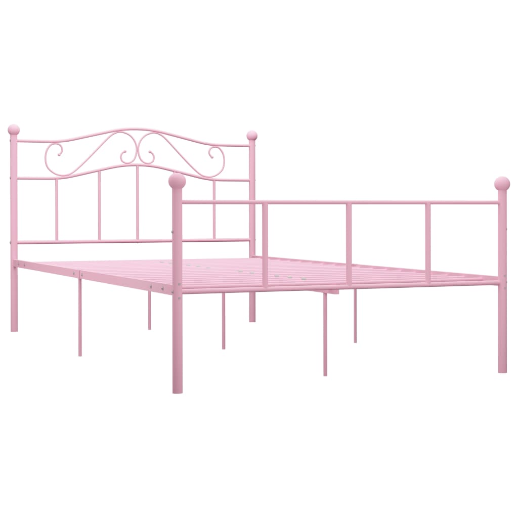 vidaXL gultas rāmis, rozā metāls, 140x200 cm