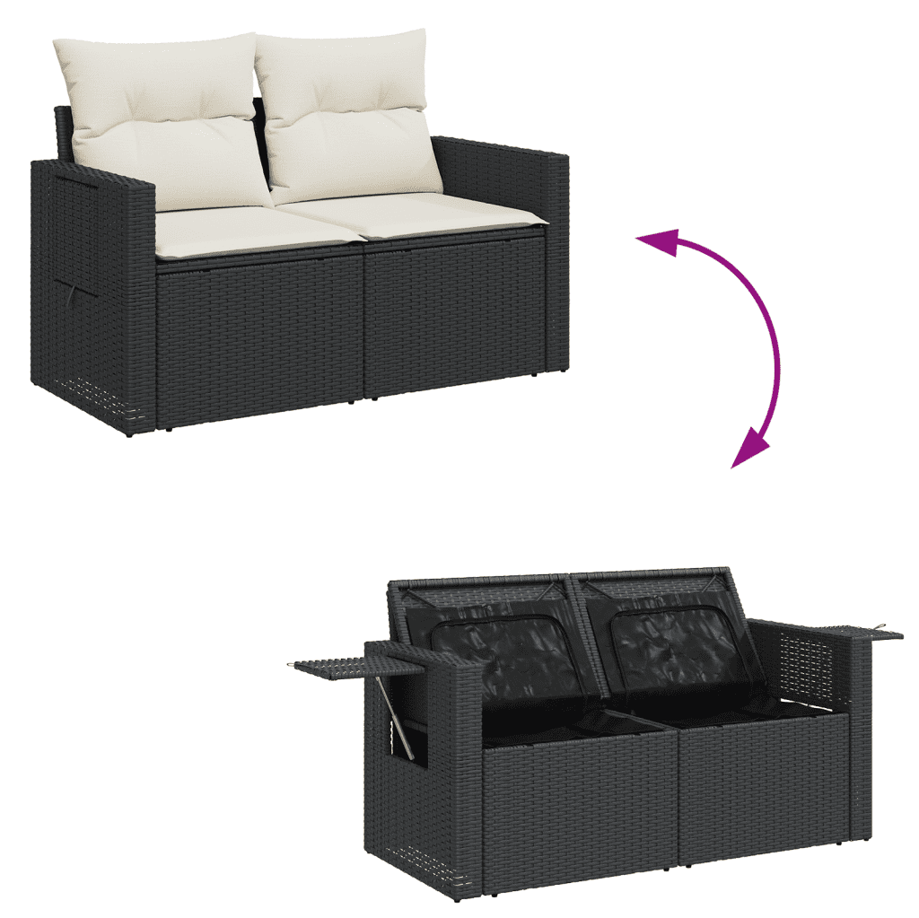vidaXL 3-daļīgs dārza dīvānu komplekts ar matračiem, PE rotangpalma