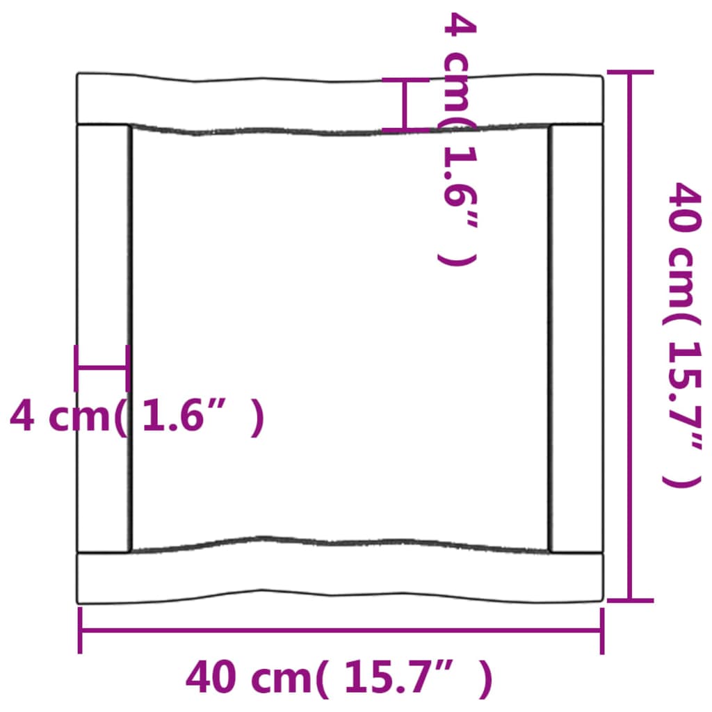 vidaXL galda virsma, gaiši brūna, 40x40x(2-4)cm, ozola masīvkoks