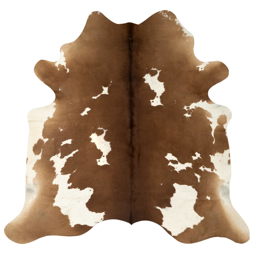 vidaXL paklājs, dabīga govs āda, brūns un balts, 180x220 cm