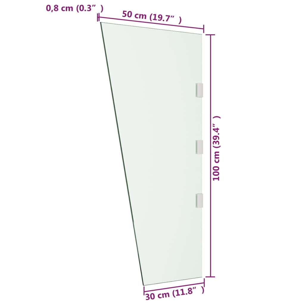vidaXL sānu panelis durvju nojumei, 50x100 cm, rūdīts stikls