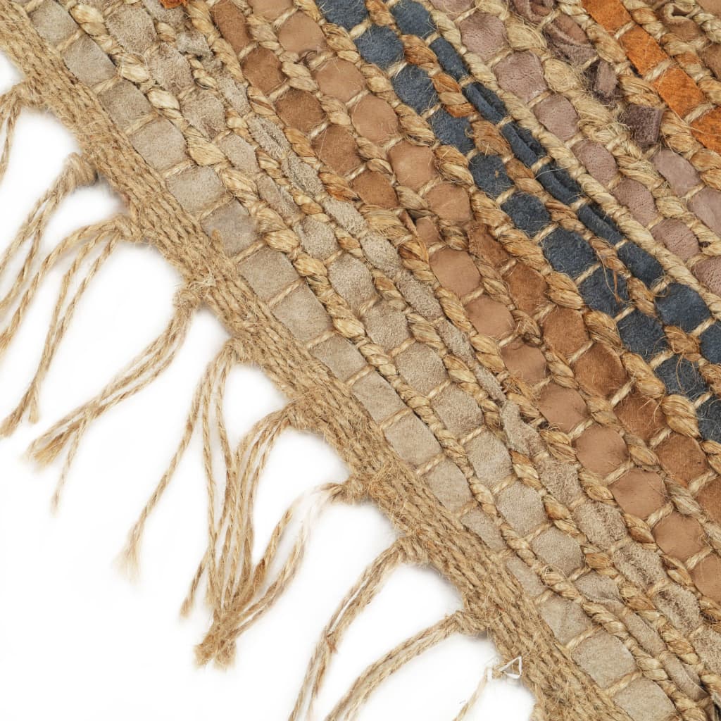 vidaXL Chindi paklājs, brūns, 160x230 cm, pīts ar rokām, āda un džuta
