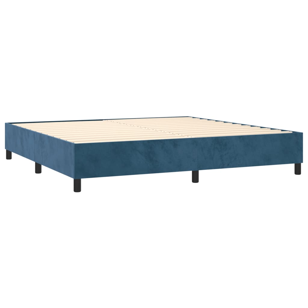 vidaXL atsperu gulta ar matraci, tumši zils samts, 200x200 cm