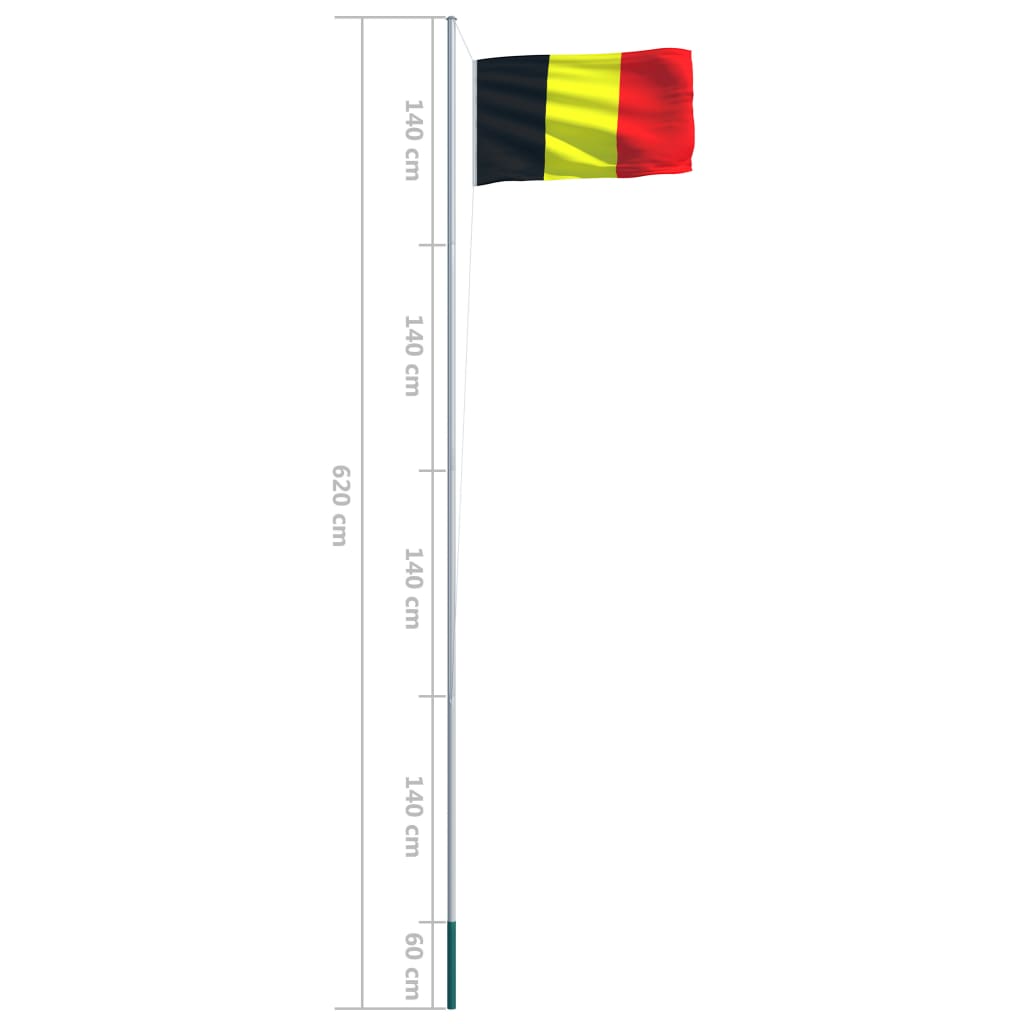 vidaXL Beļģijas karogs un karoga masts, alumīnijs, 6,2 m
