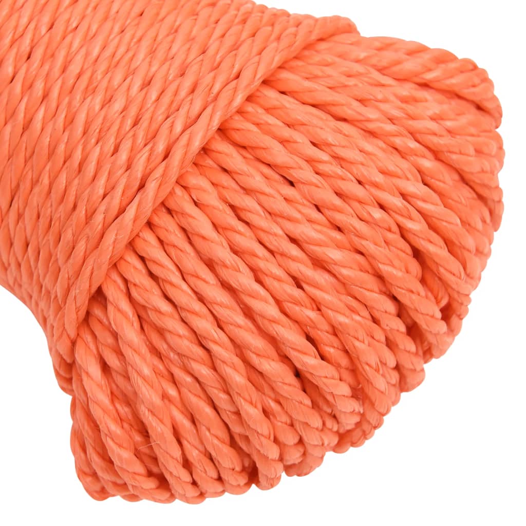 vidaXL darba virve, oranža, 6 mm, 50 m, polipropilēns