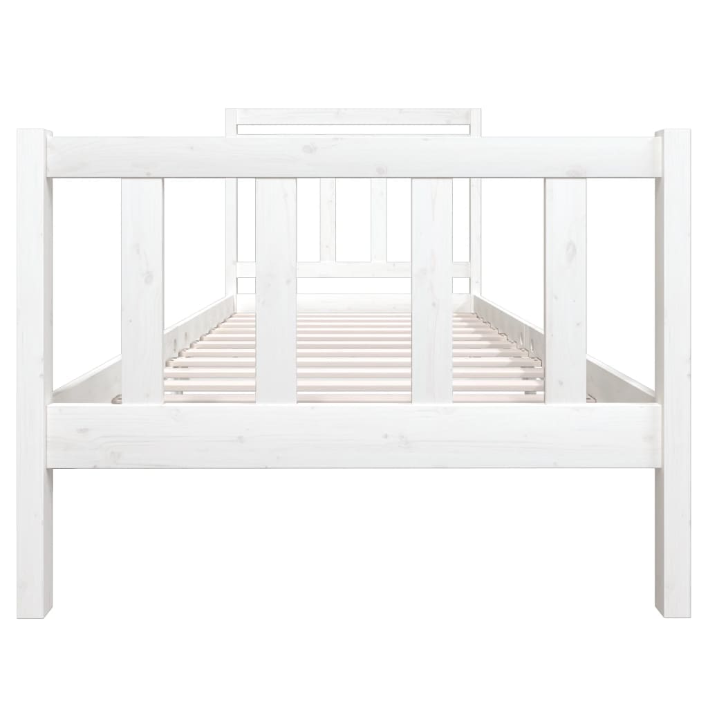 vidaXL gultas rāmis, balts, 90x190 cm, vienvietīgs, masīvkoks