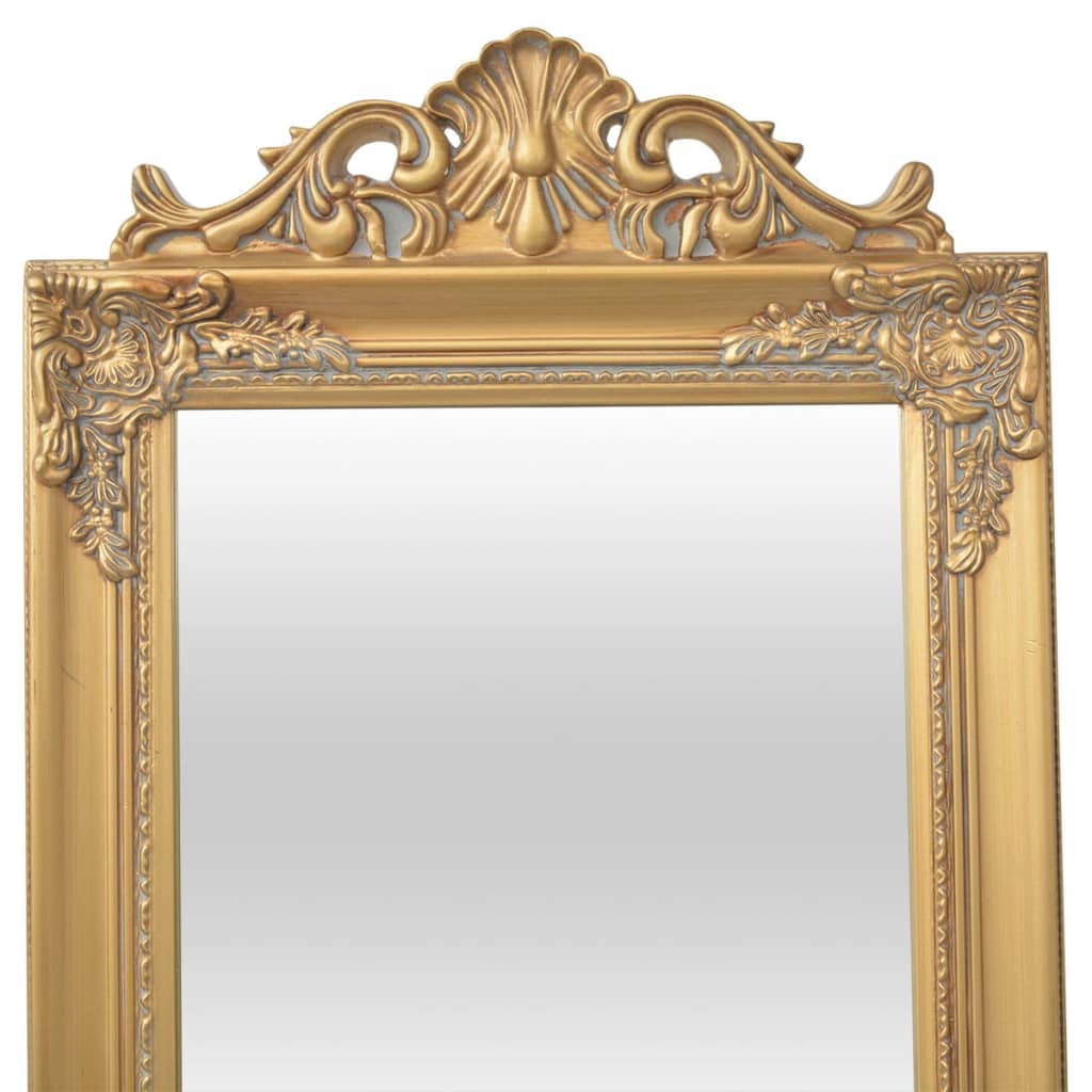 vidaXL baroka stila grīdas spogulis, 160x40 cm, zelta krāsā