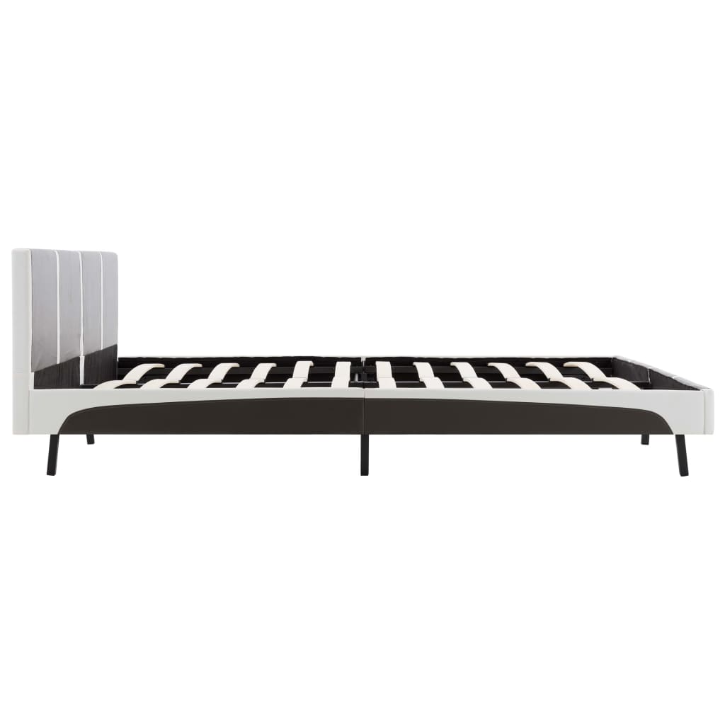 vidaXL gulta ar matraci, pelēka un balta, 180x200 cm, mākslīgā āda