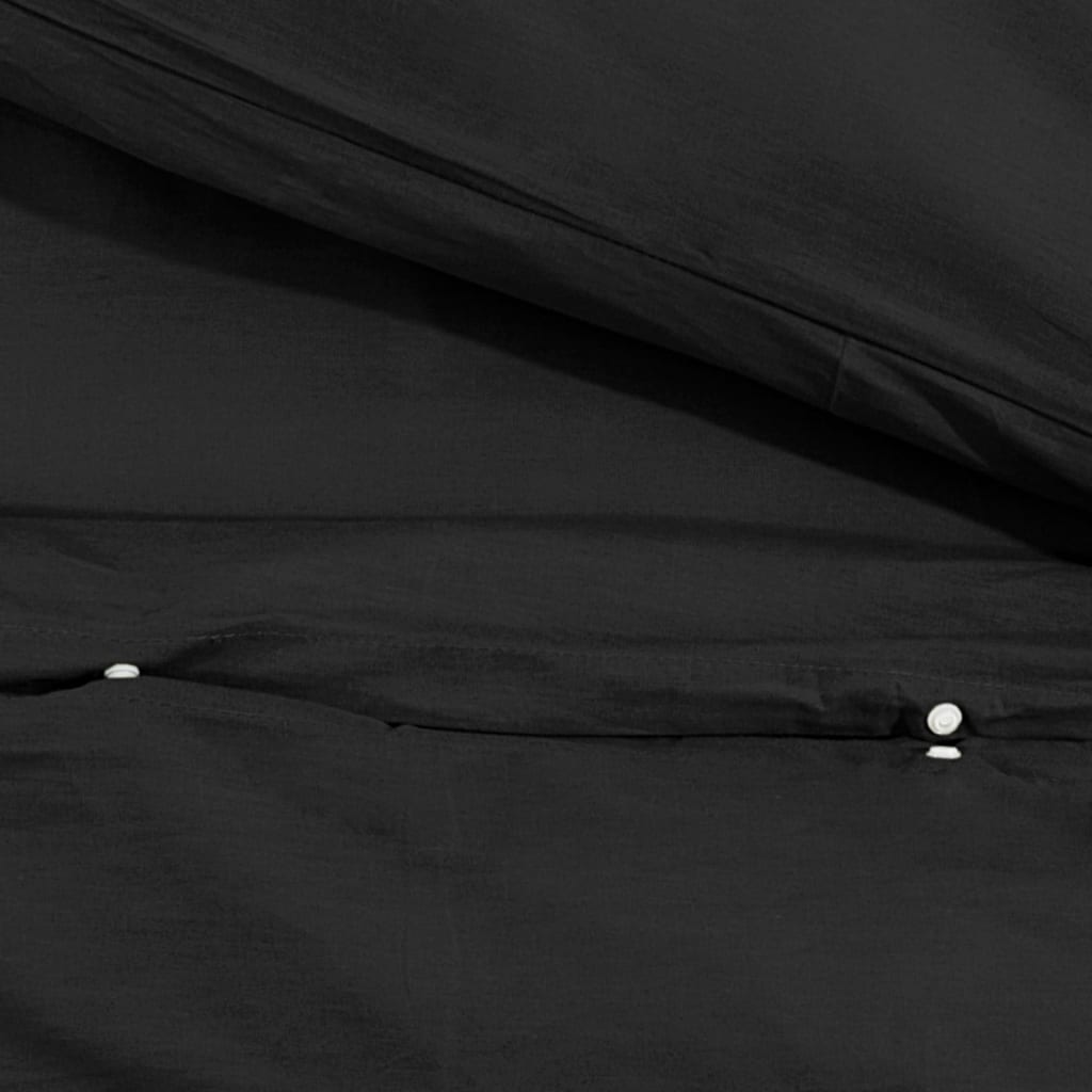 vidaXL gultasveļas komplekts, melns, 155x220 cm, kokvilna