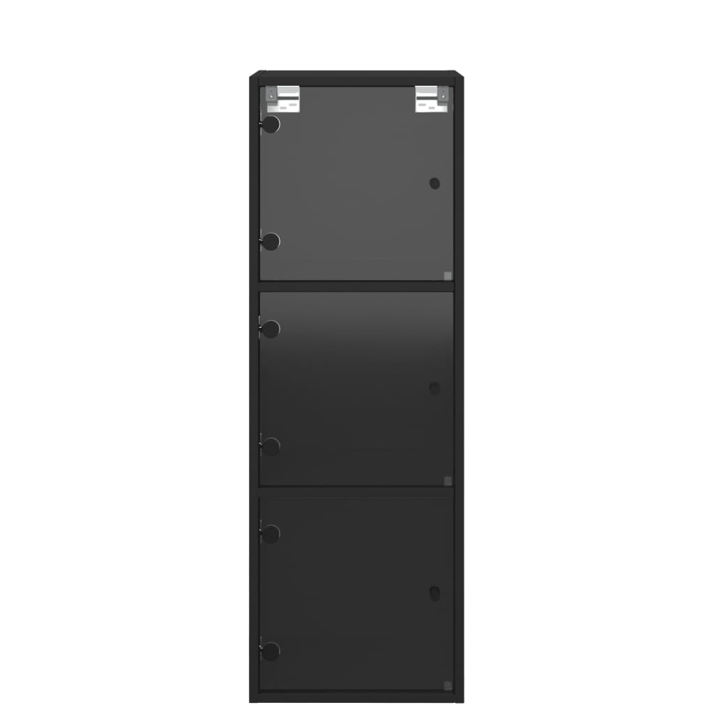vidaXL skapītis ar stikla durvīm, melns, 35x37x100 cm
