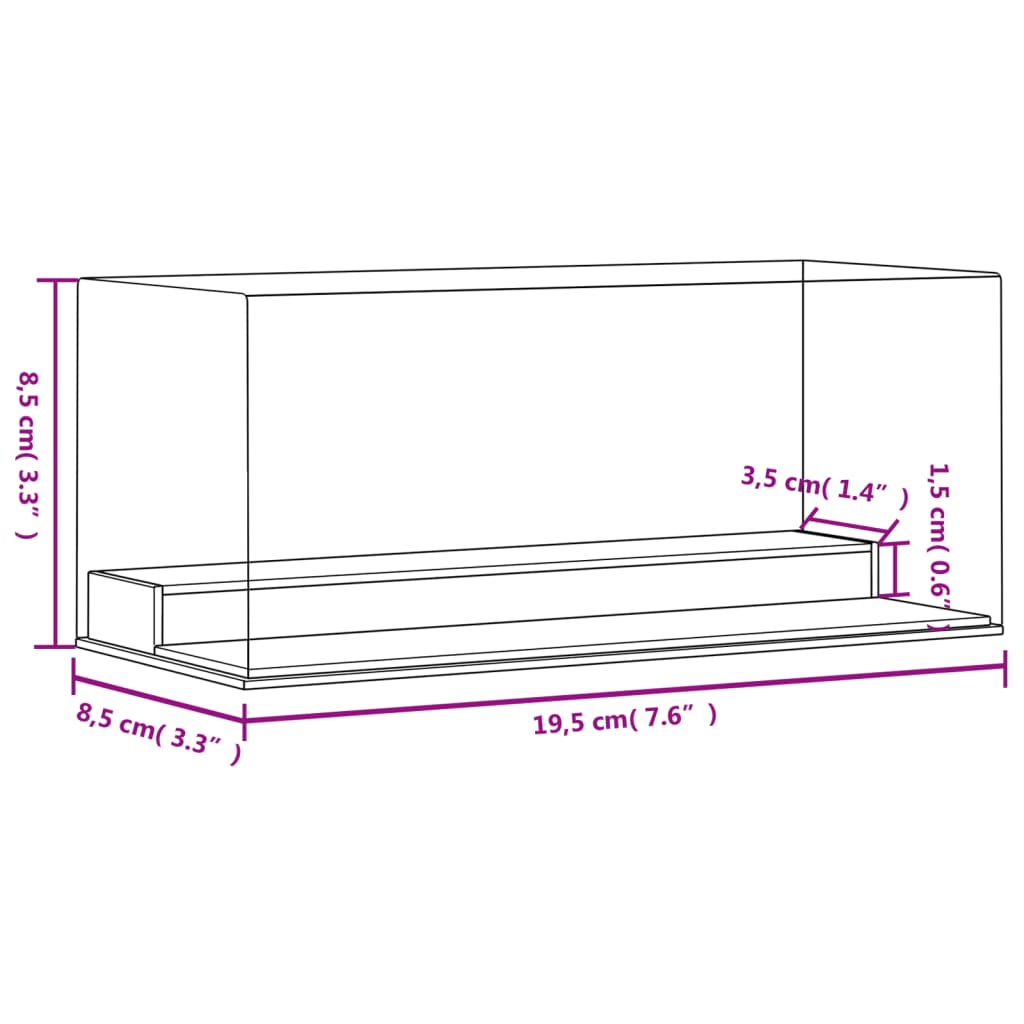 vidaXL vitrīnas kaste, caurspīdīga, 19,5x8,5x8,5 cm, akrils