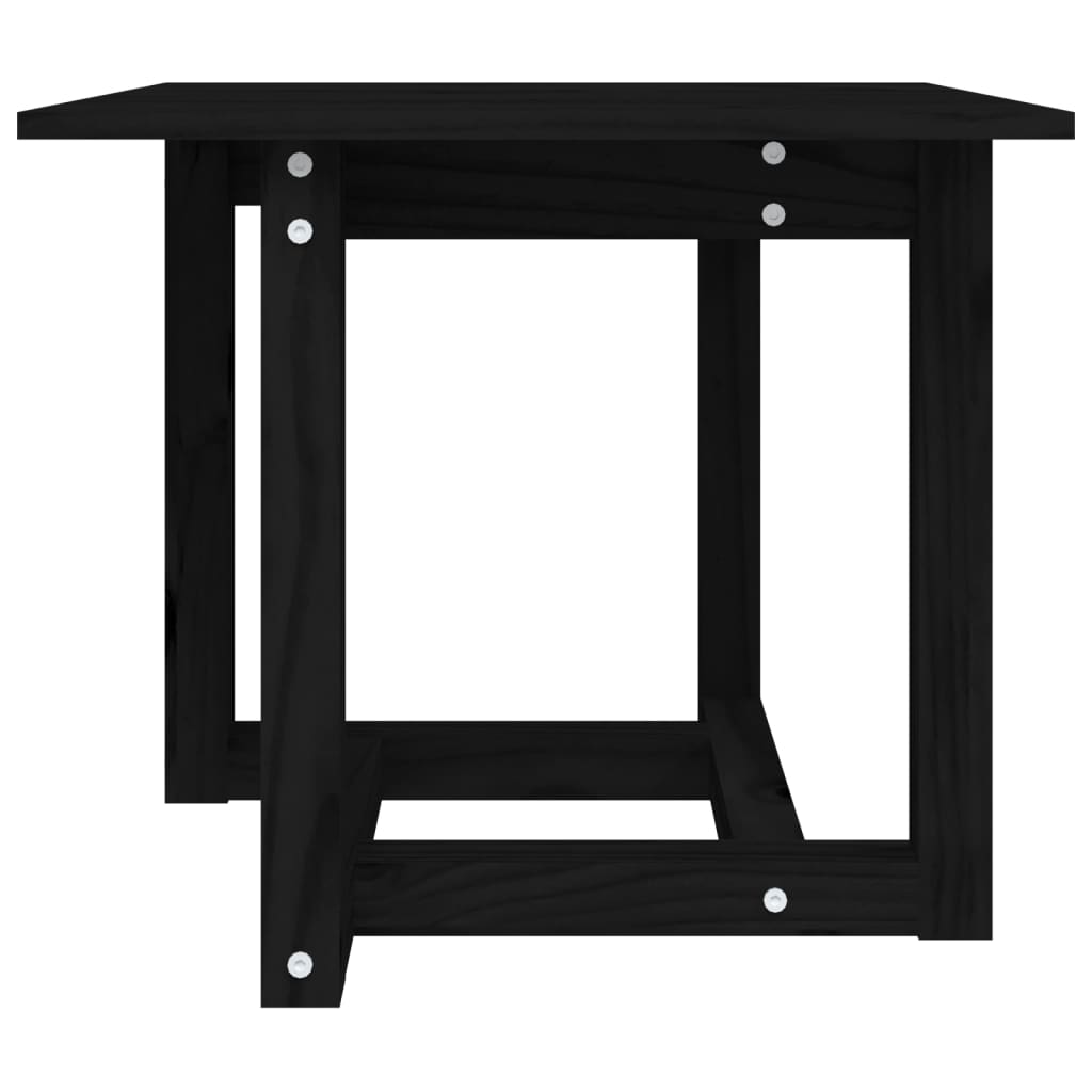 vidaXL kafijas galdiņš, melns, 50x50x45 cm, priedes masīvkoks
