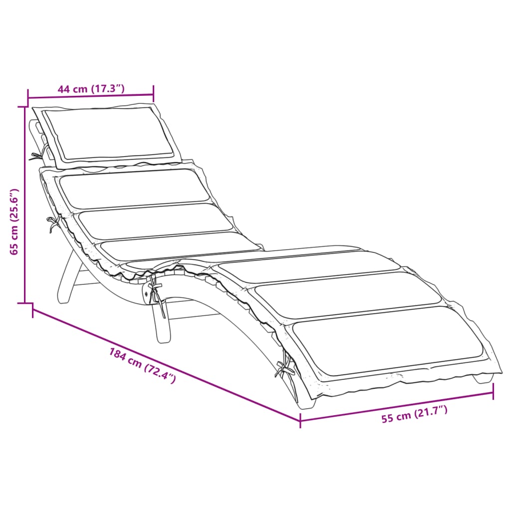 vidaXL sauļošanās zvilnis ar matraci, bēšs, akācijas masīvkoks