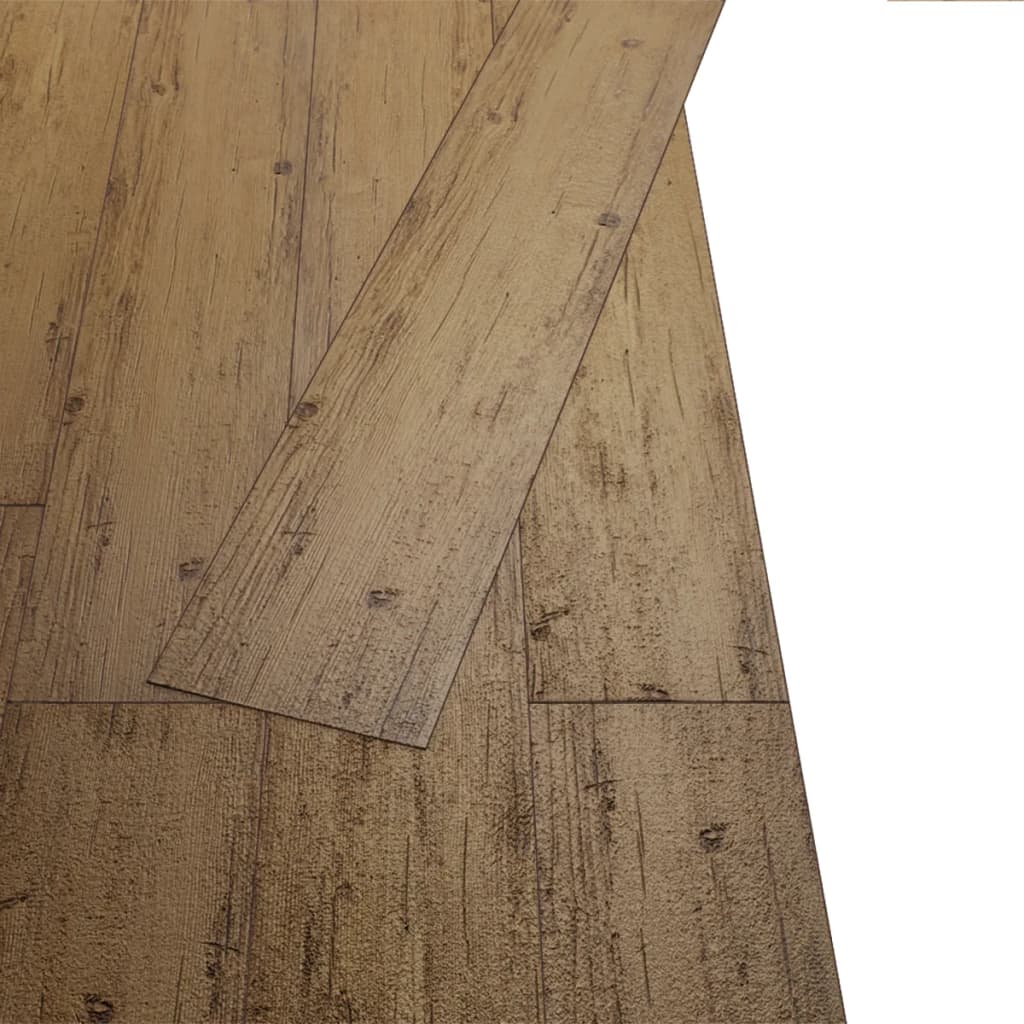 vidaXL grīdas dēļi, pašlīmējoši, 5,02 m², 2 mm, riekstu brūns PVC