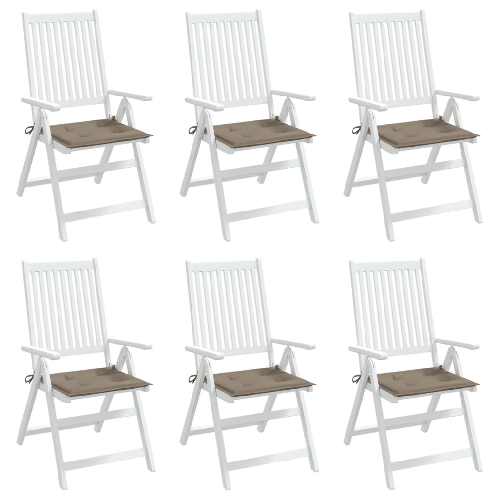 vidaXL dārza krēslu spilveni, 6 gab., pelēkbrūni, 50x50x3 cm, audums