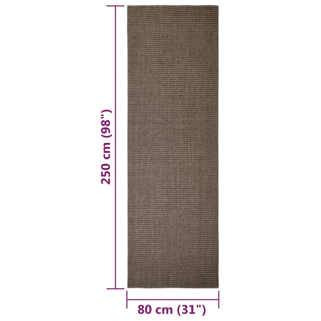 vidaXL paklājs, dabīgs sizals, 80x250 cm, brūns