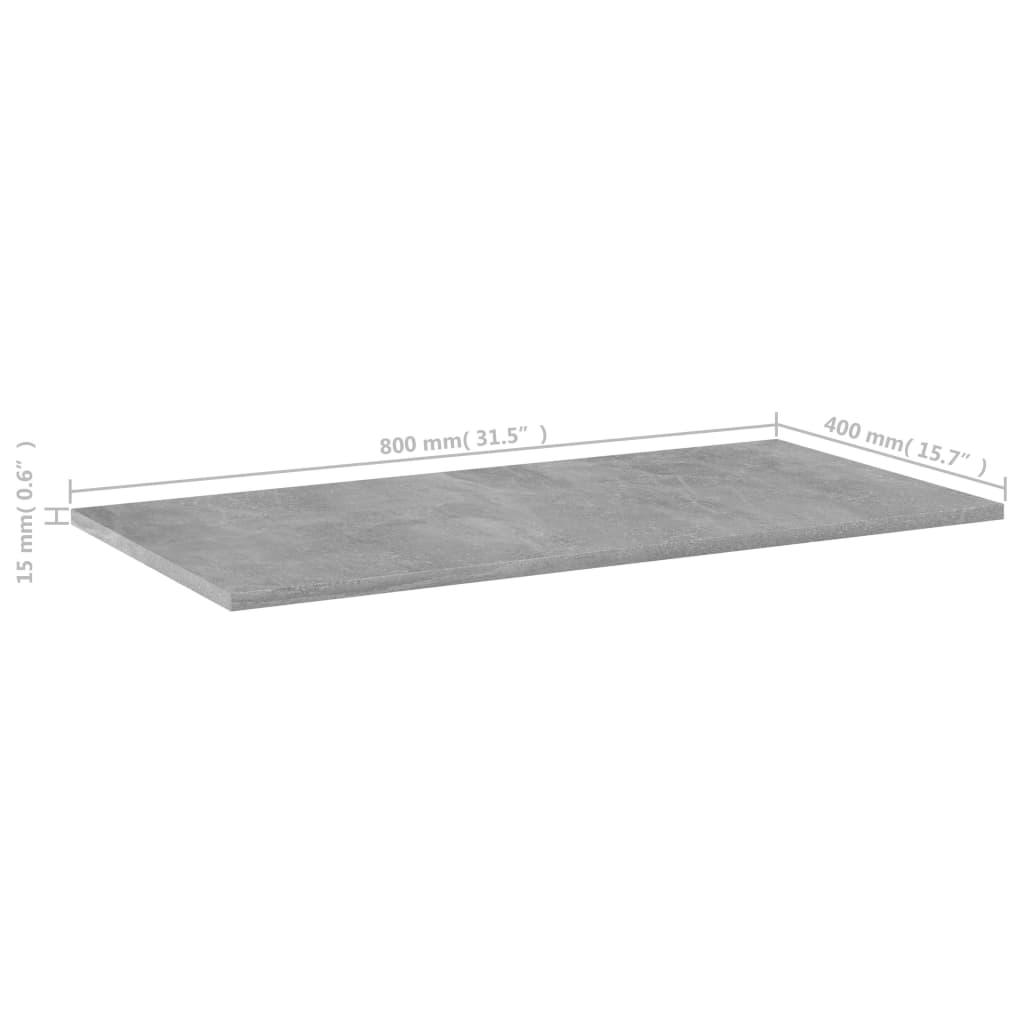 vidaXL plauktu dēļi, 8 gab., betonpelēki, 80x40x1,5 cm, skaidu plāksne