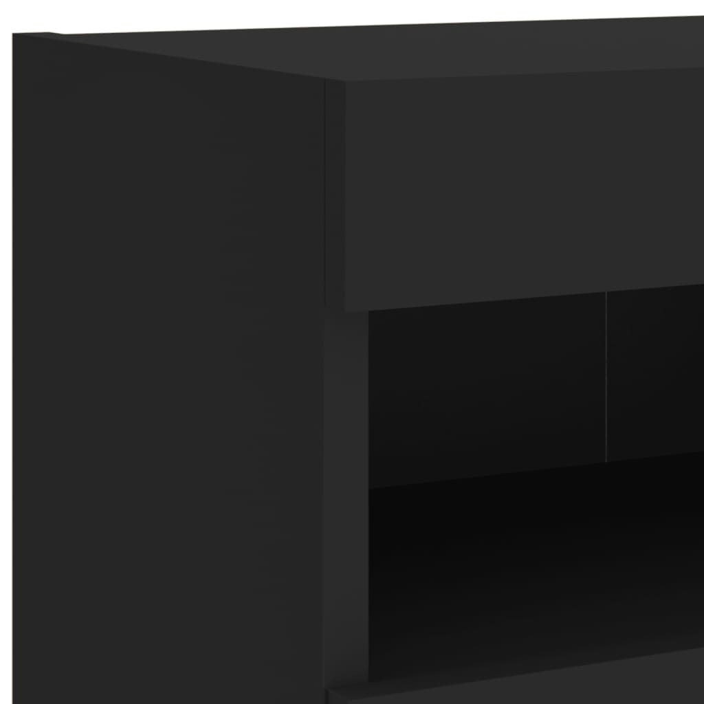 vidaXL 4-daļīgs TV skapīšu komplekts ar LED, melns, inženierijas koks