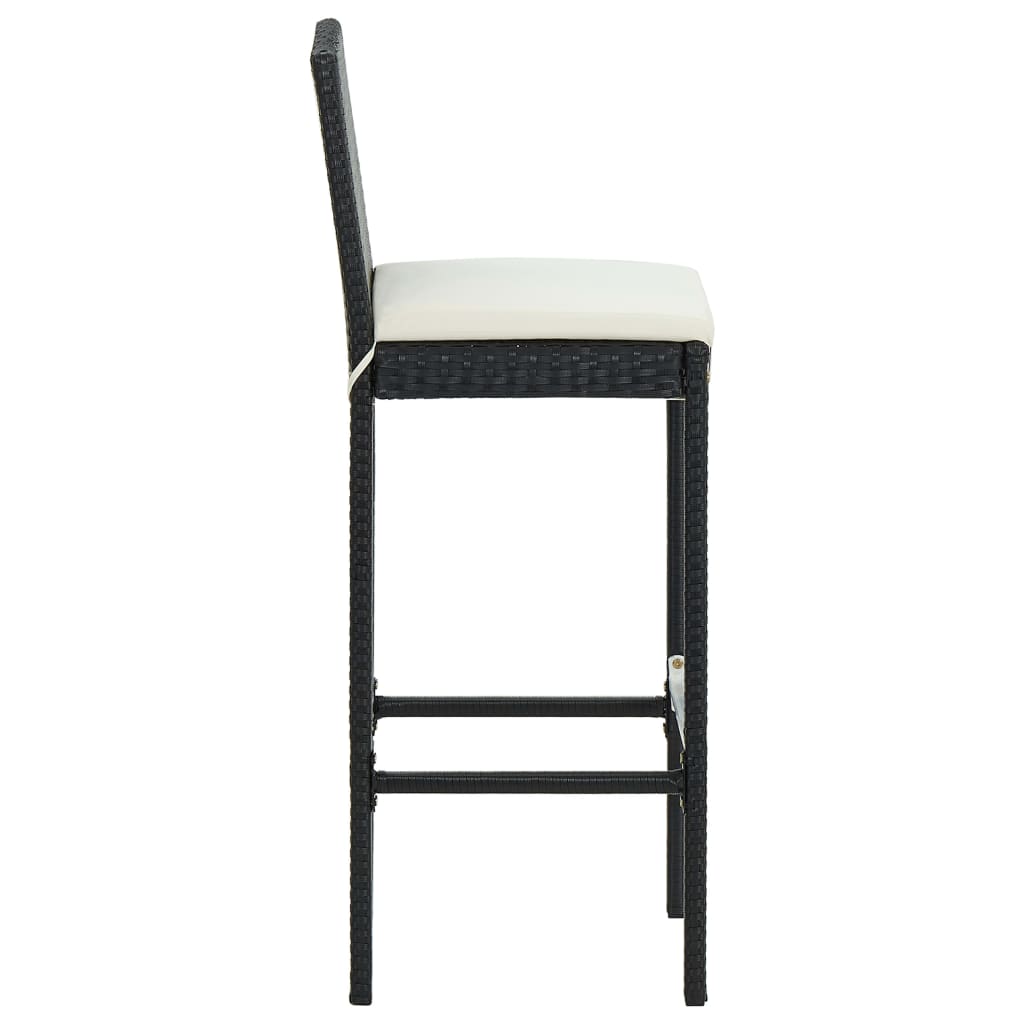 vidaXL dārza bāra krēsli ar matračiem, 4 gab., melna PE rotangpalma