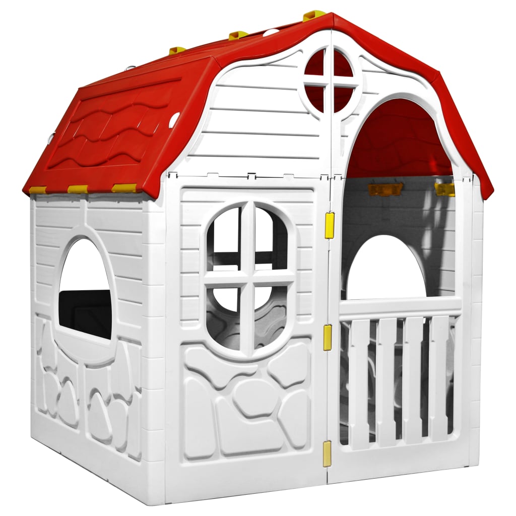 vidaXL bērnu rotaļu māja ar durvīm un logiem, saliekama