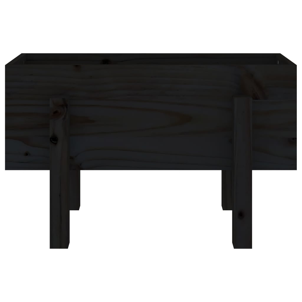 vidaXL dārza puķu kaste, melna, 62x30x38 cm, priedes masīvkoks