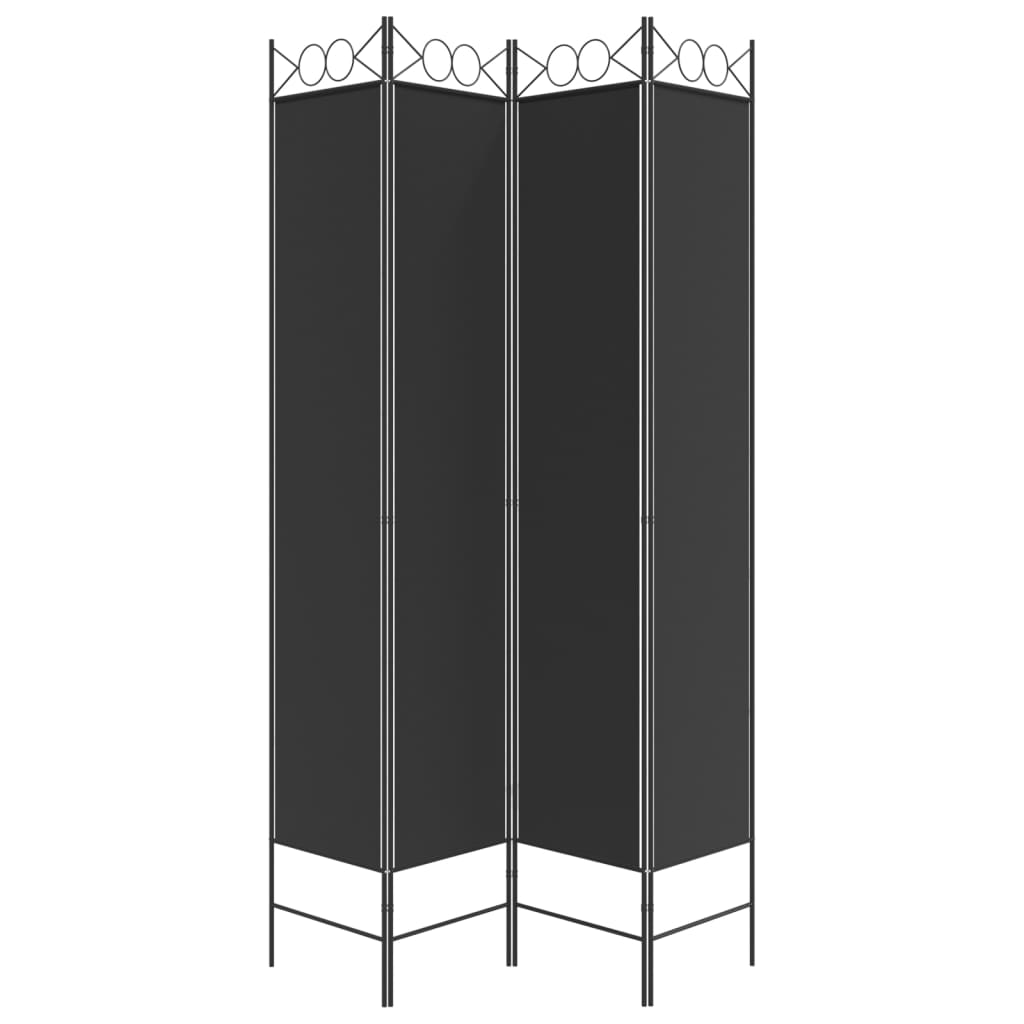 vidaXL 4-paneļu istabas aizslietnis, 160x220 cm, melns audums