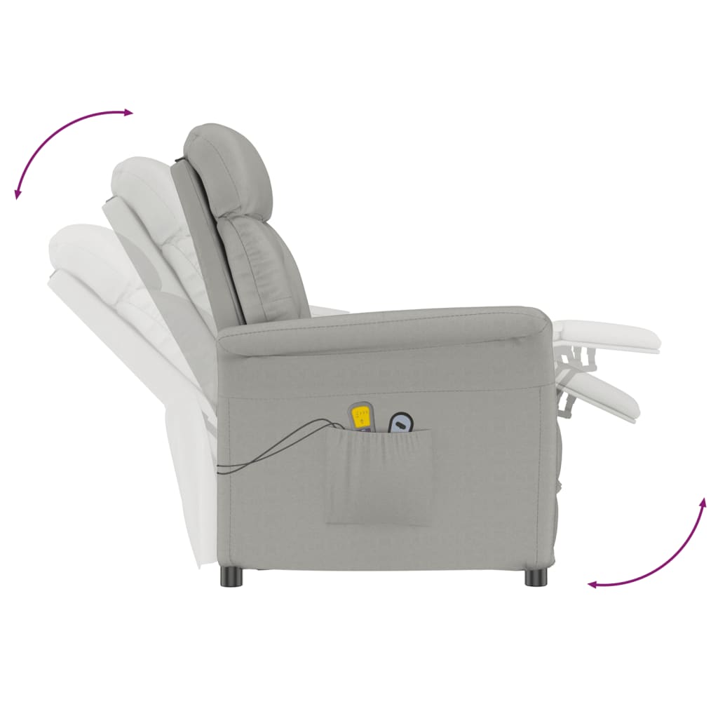 vidaXL elektrisks masāžas krēsls, gaiši pelēka mākslīgā zamšāda