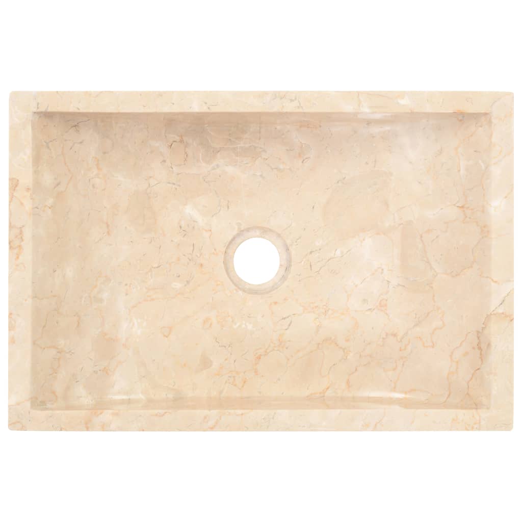 vidaXL izlietne, 45x30x12 cm, spīdīgs krēmkrāsas marmors
