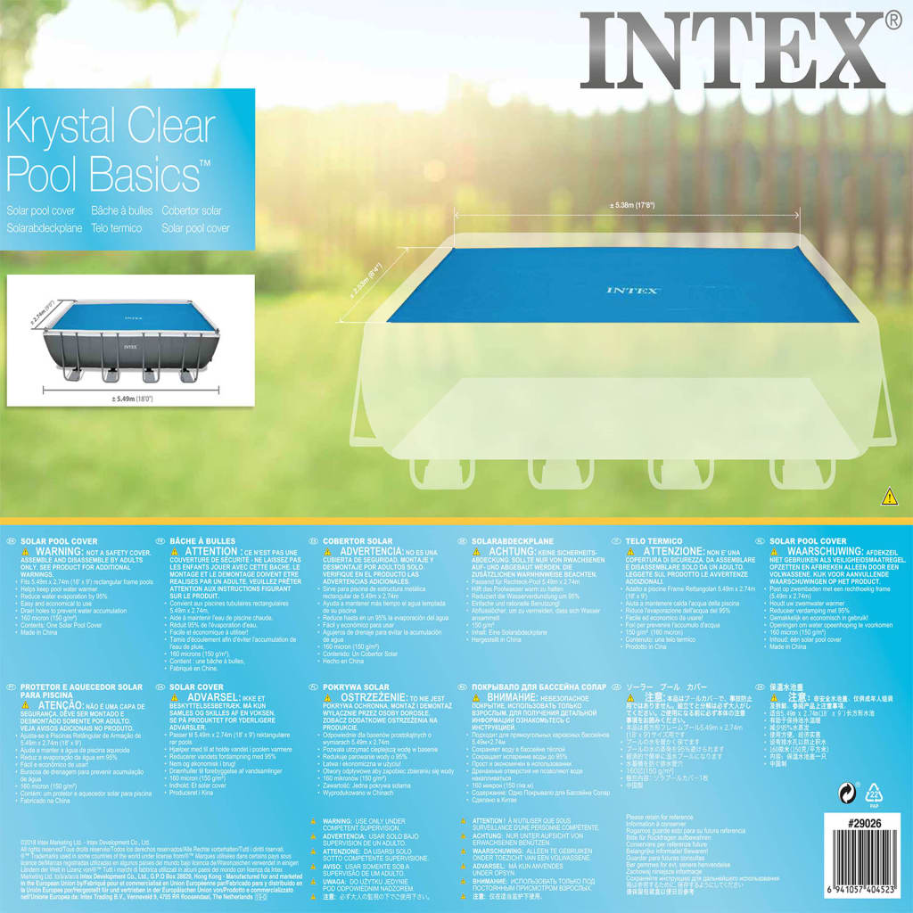 Intex solārais baseina pārsegs, taisnstūra, 549x274 cm, 29026
