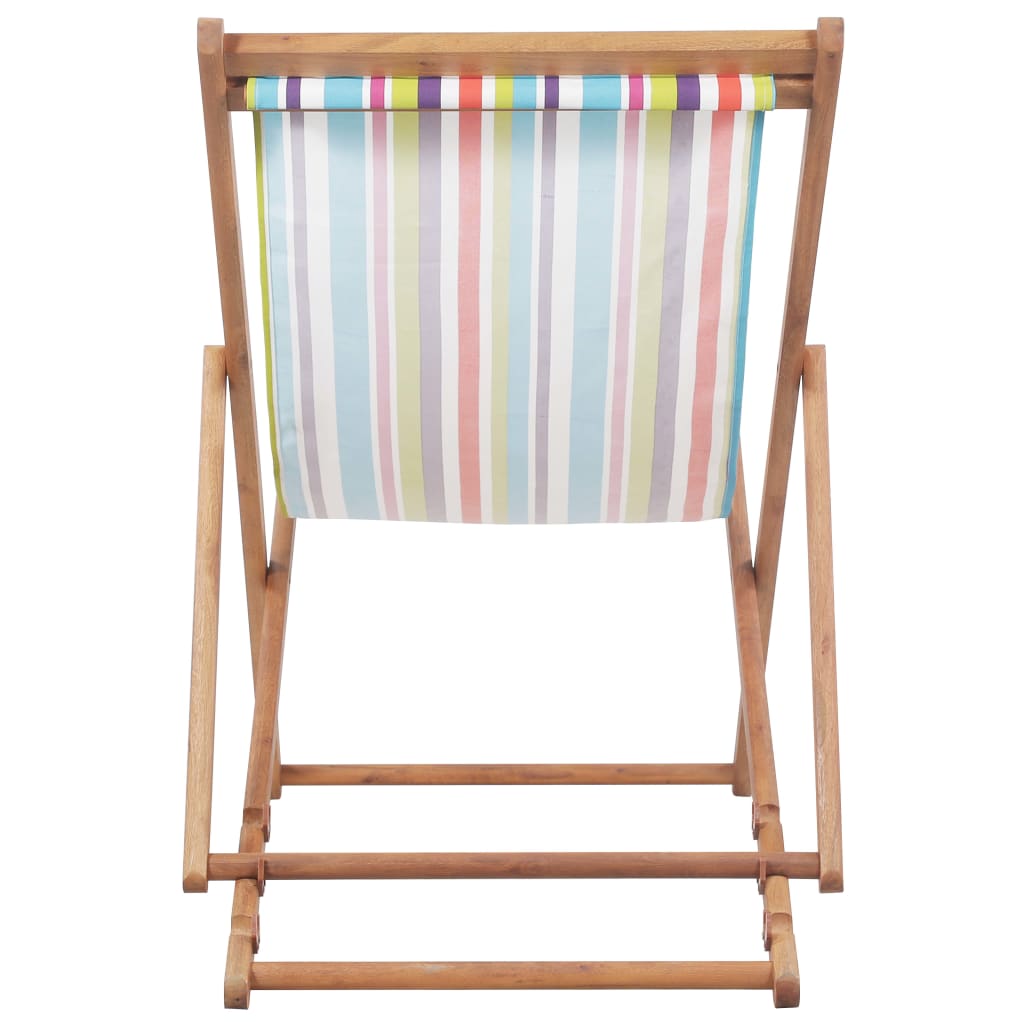 vidaXL salokāms pludmales krēsls, krāsains audums, koka rāmis