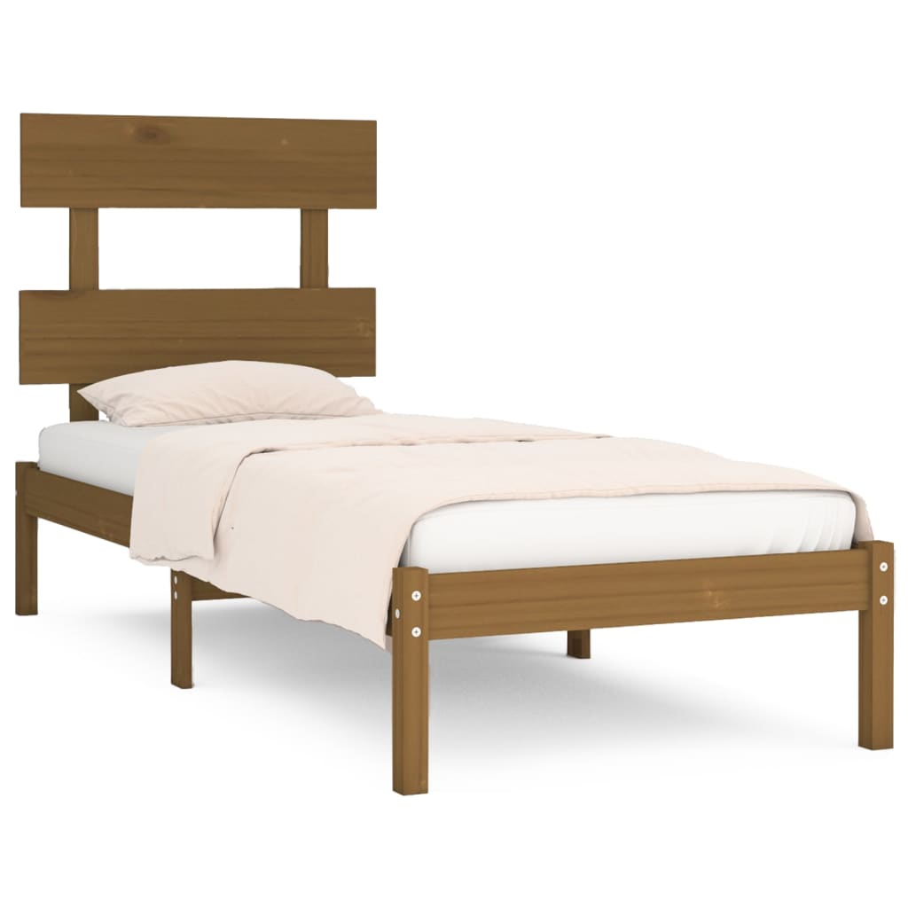 vidaXL gultas rāmis, medus brūns, priedes masīvkoks, 100x200 cm
