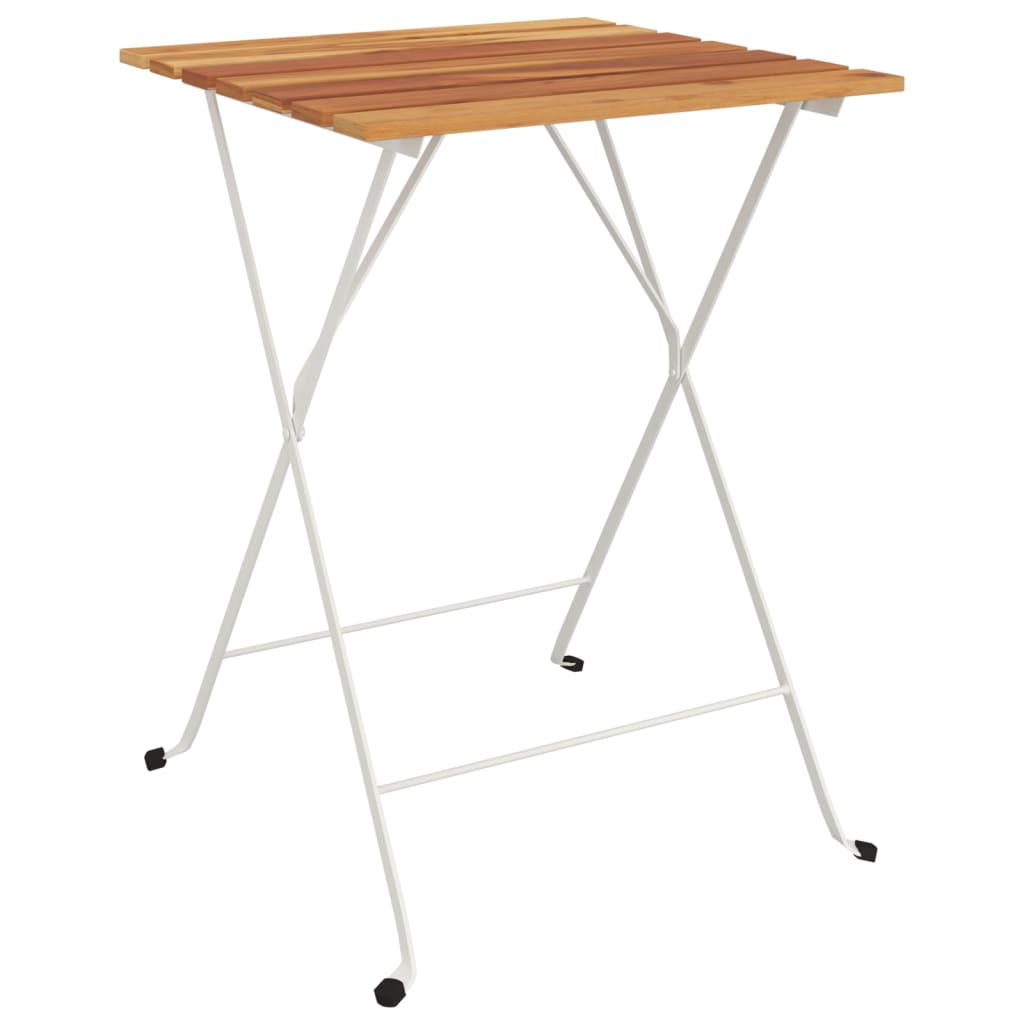 vidaXL saliekams bistro galds, 55x54x71 cm, akācijas koks, tērauds