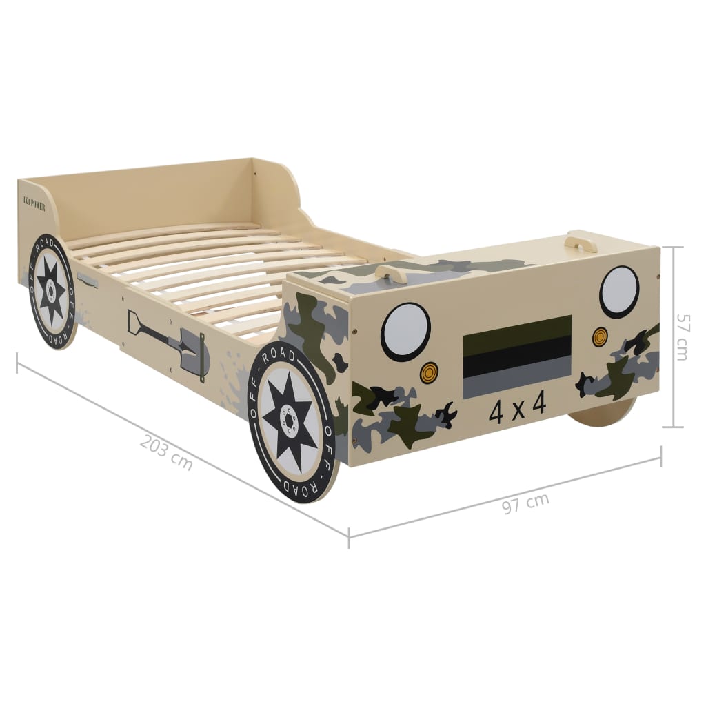 vidaXL bērnu gulta, apvidus auto dizains, 90x200 cm, kamuflāža
