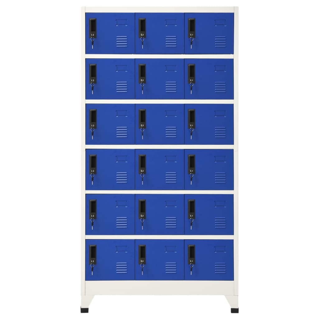 vidaXL ģērbtuves skapis, pelēks ar zilu, 90x40x180 cm, tērauds