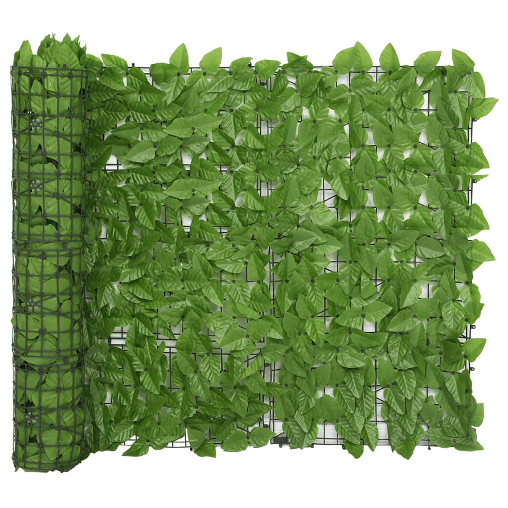 vidaXL balkona aizslietnis ar zaļām lapām, 600x100 cm