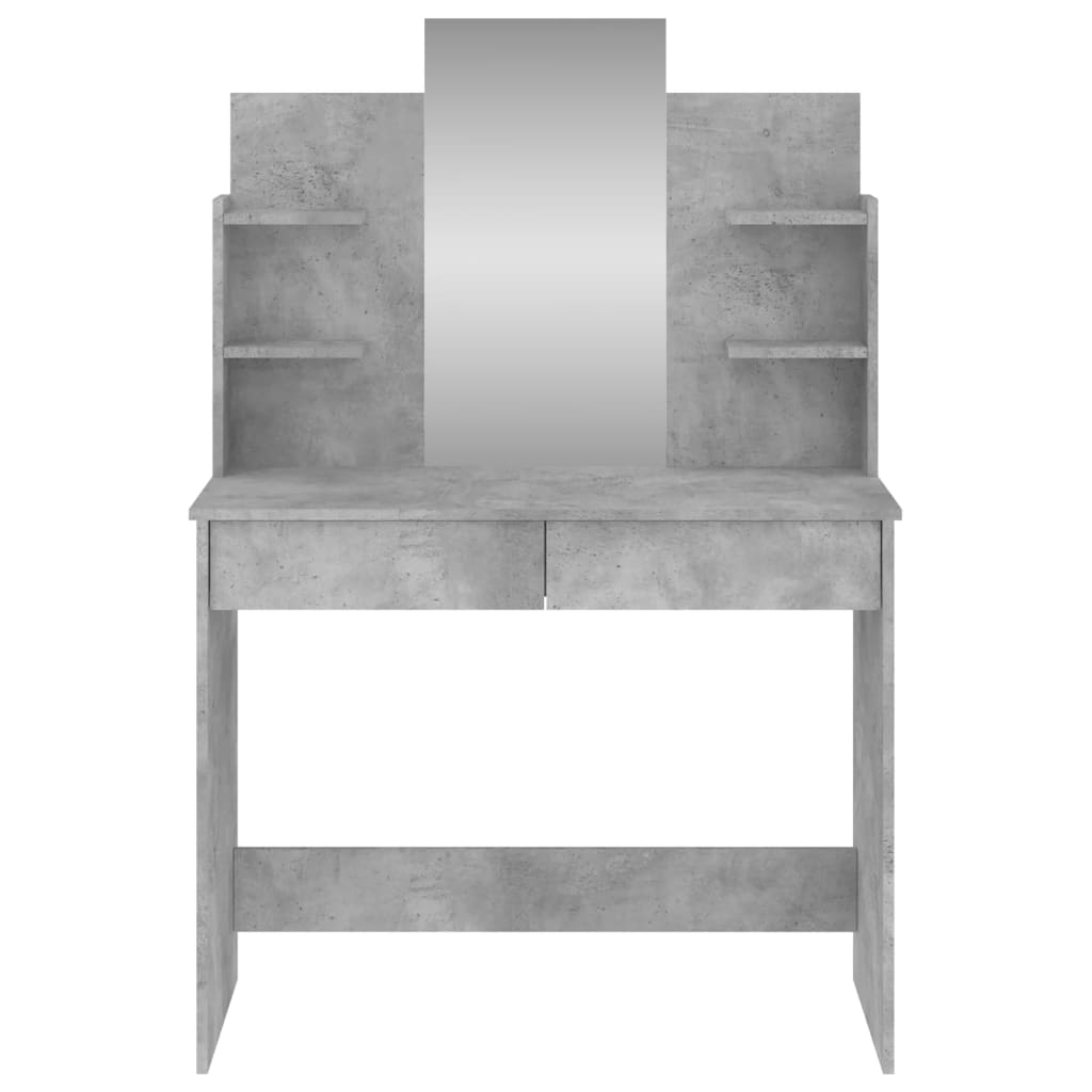 vidaXL galdiņš ar spoguli, betona pelēks, 96x39x142 cm