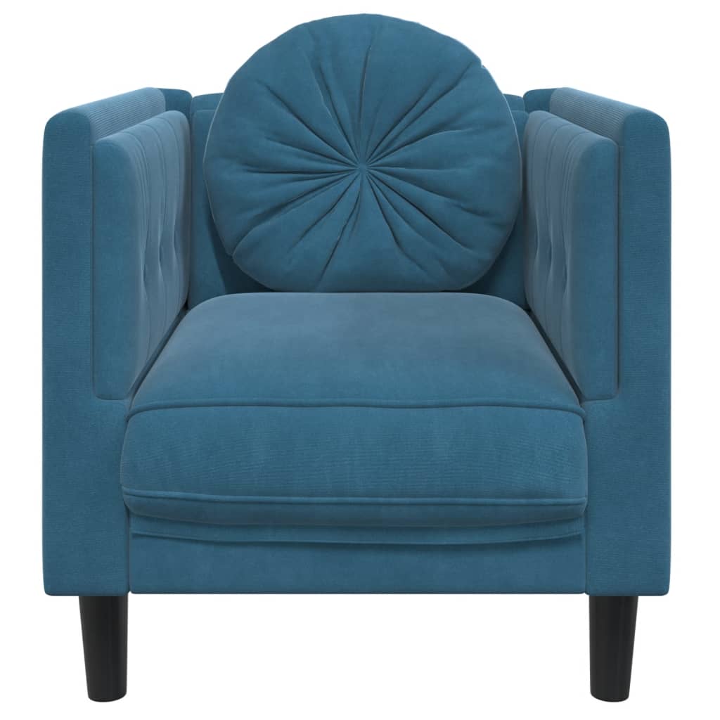 vidaXL atpūtas krēsls ar spilvenu, zils samts