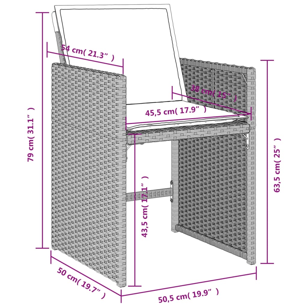 vidaXL dārza krēsli ar matračiem, 4 gab., gaiši pelēka PE rotangpalma