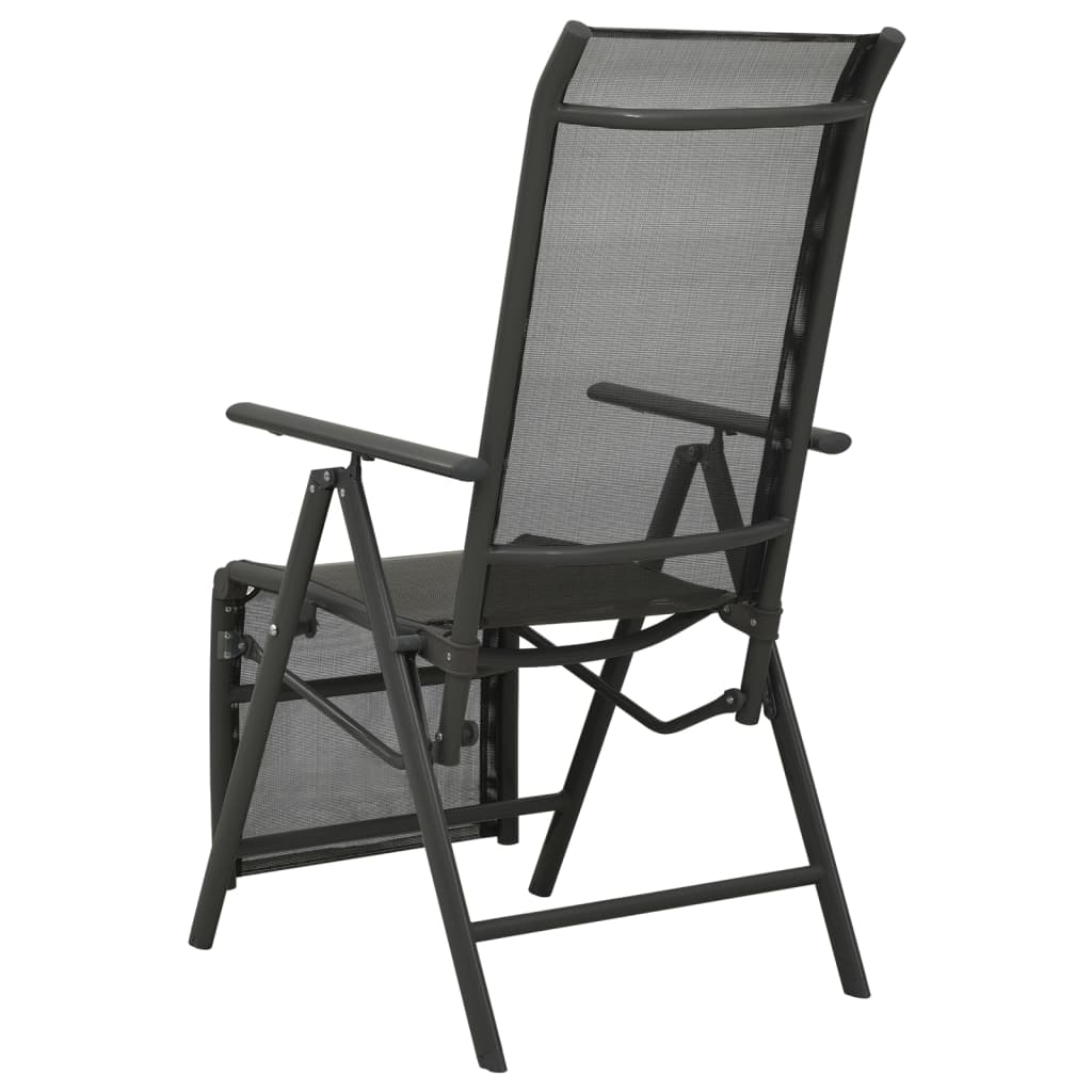 vidaXL atgāžami dārza krēsli, 2 gab., tekstilēns, alumīnijs, melni
