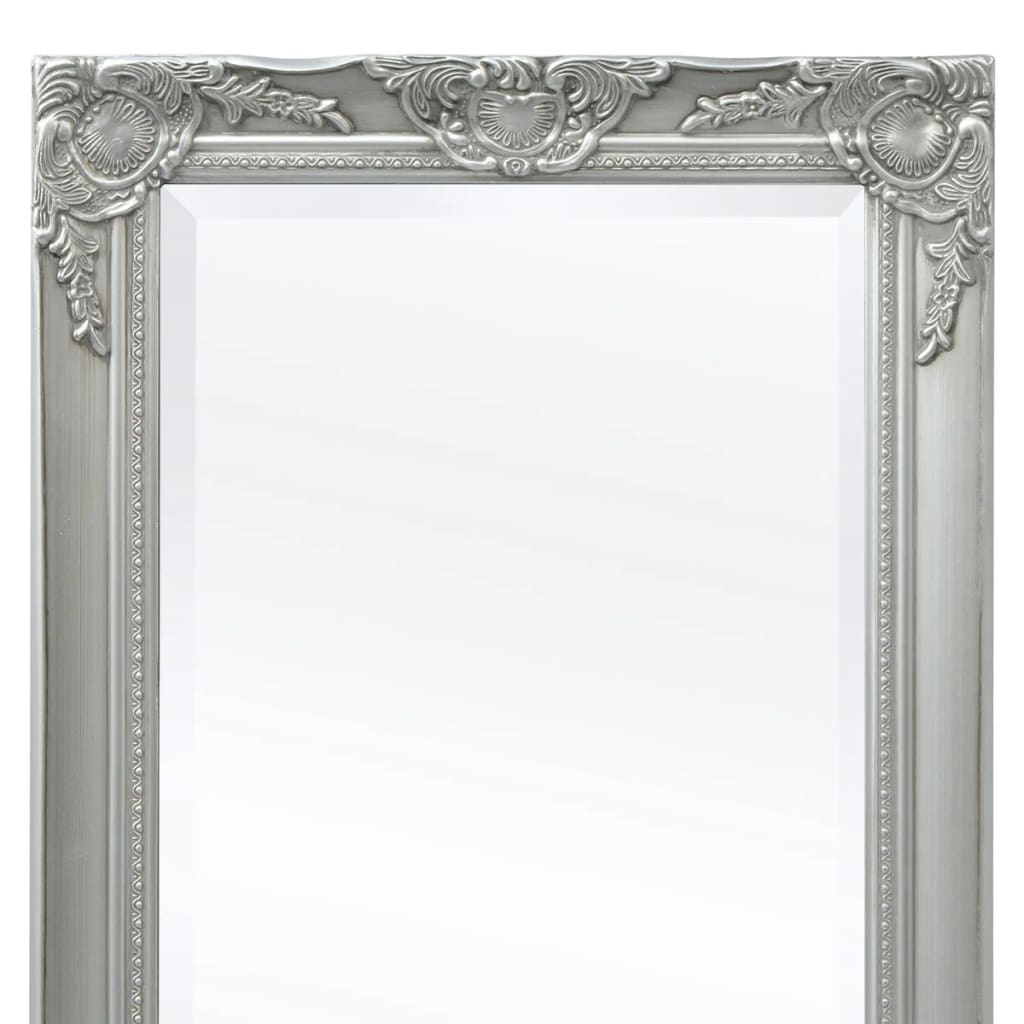 vidaXL baroka stila sienas spogulis, 140x50 cm, sudraba krāsā