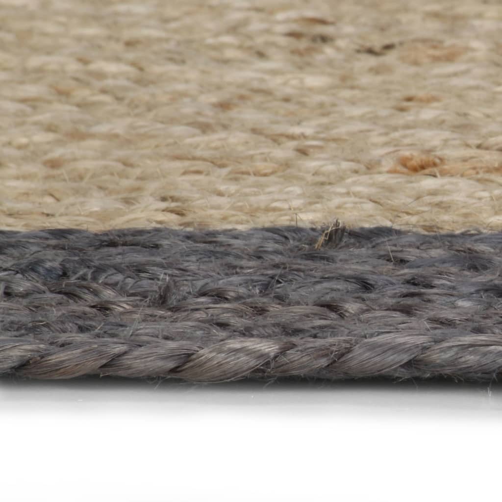 vidaXL paklājs ar tumši pelēku malu, džuta, 120 cm, roku darbs