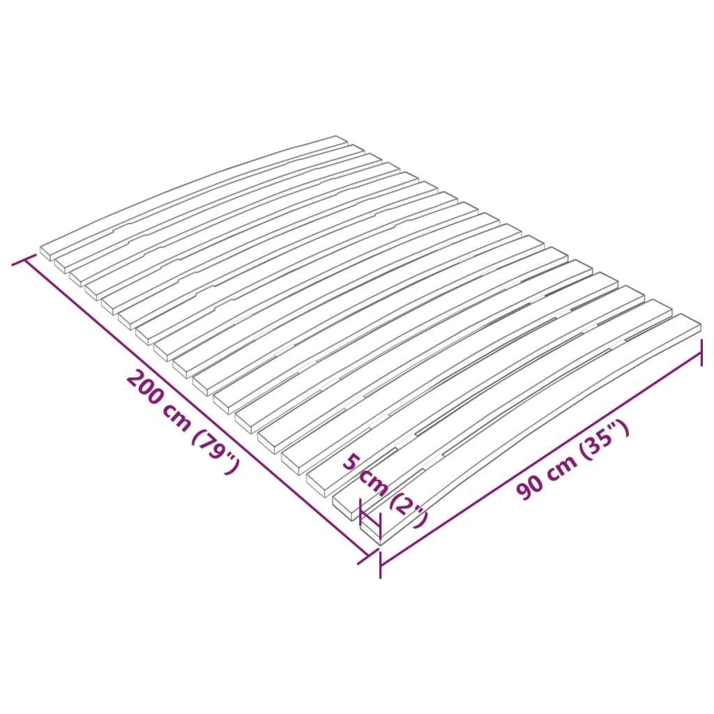 vidaXL gultas redeles, 17 līstītes, 90x200 cm
