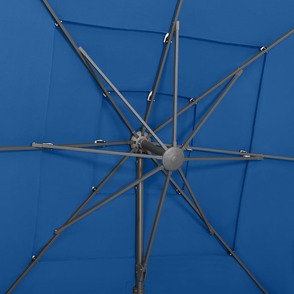 vidaXL 4-līmeņu saulessargs ar alumīnija kātu, 250x250 cm, debeszils