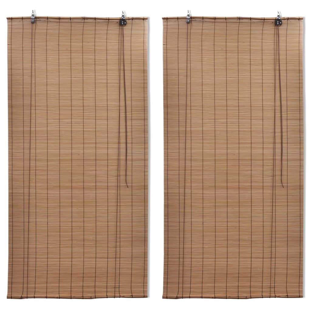 vidaXL ruļļu žalūzijas, 2 gab., brūns bambuss, 120 x 220 cm