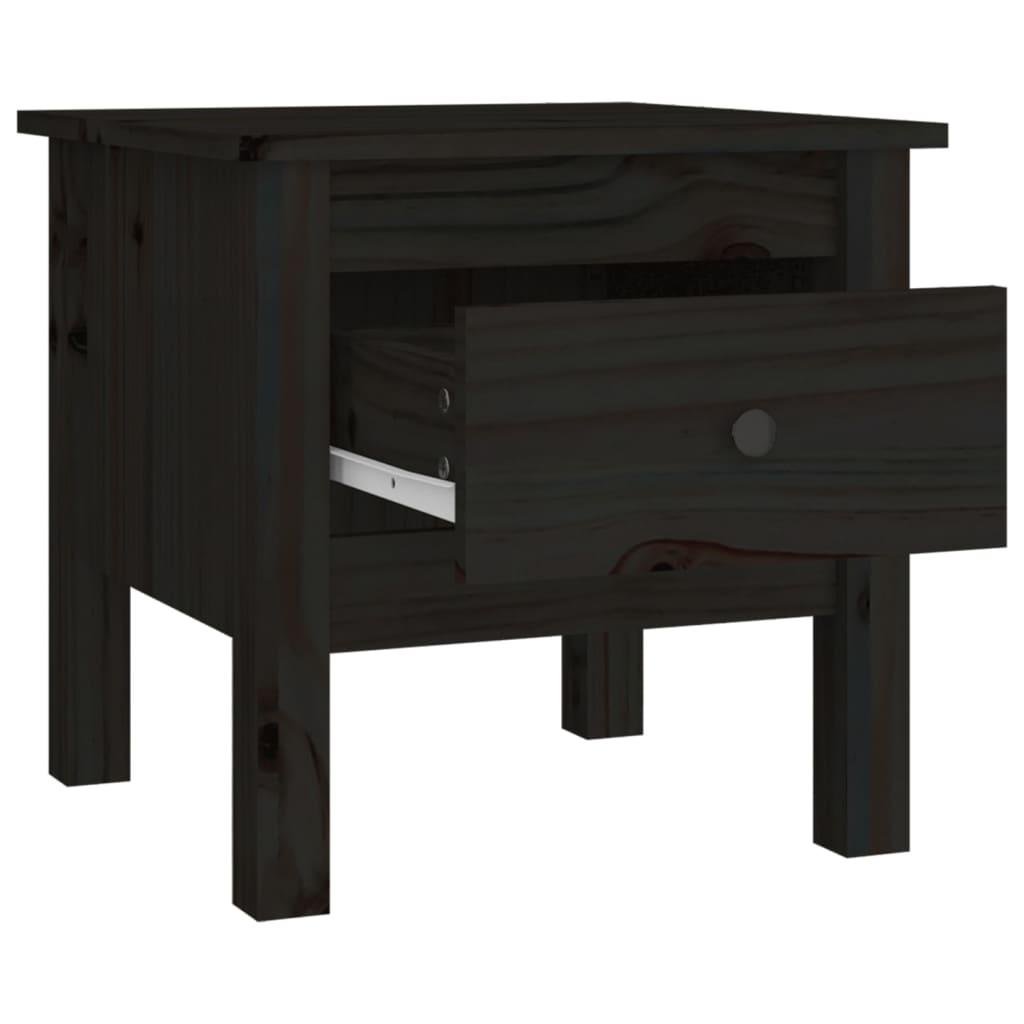 vidaXL galdiņi, 2 gab., melni, 40x40x39 cm, priedes masīvkoks