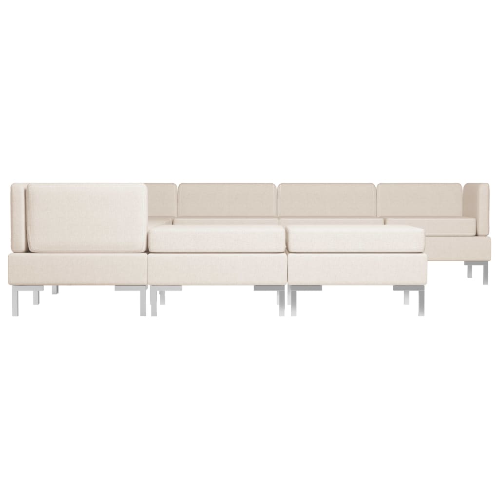 vidaXL deviņdaļīgs dīvāna komplekts, krēmkrāsas audums