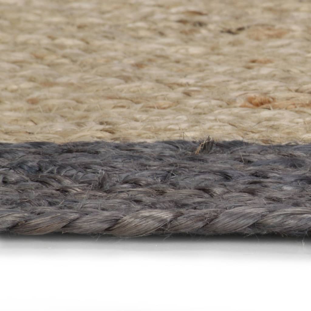 vidaXL paklājs ar tumši pelēku malu, džuta, 90 cm, roku darbs