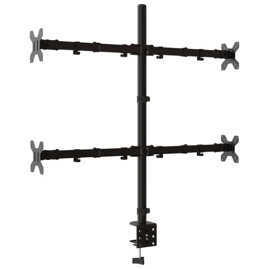 vidaXL monitora statīvs, melns, tērauds, VESA, 75/100 mm